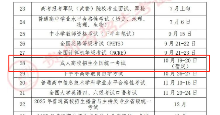 2024廣東成人高考考試時(shí)間
